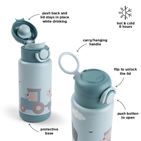 DoneByDeer Botella Termica Granja Azul 340ml