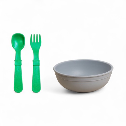 Set bowl gris +cubiertos