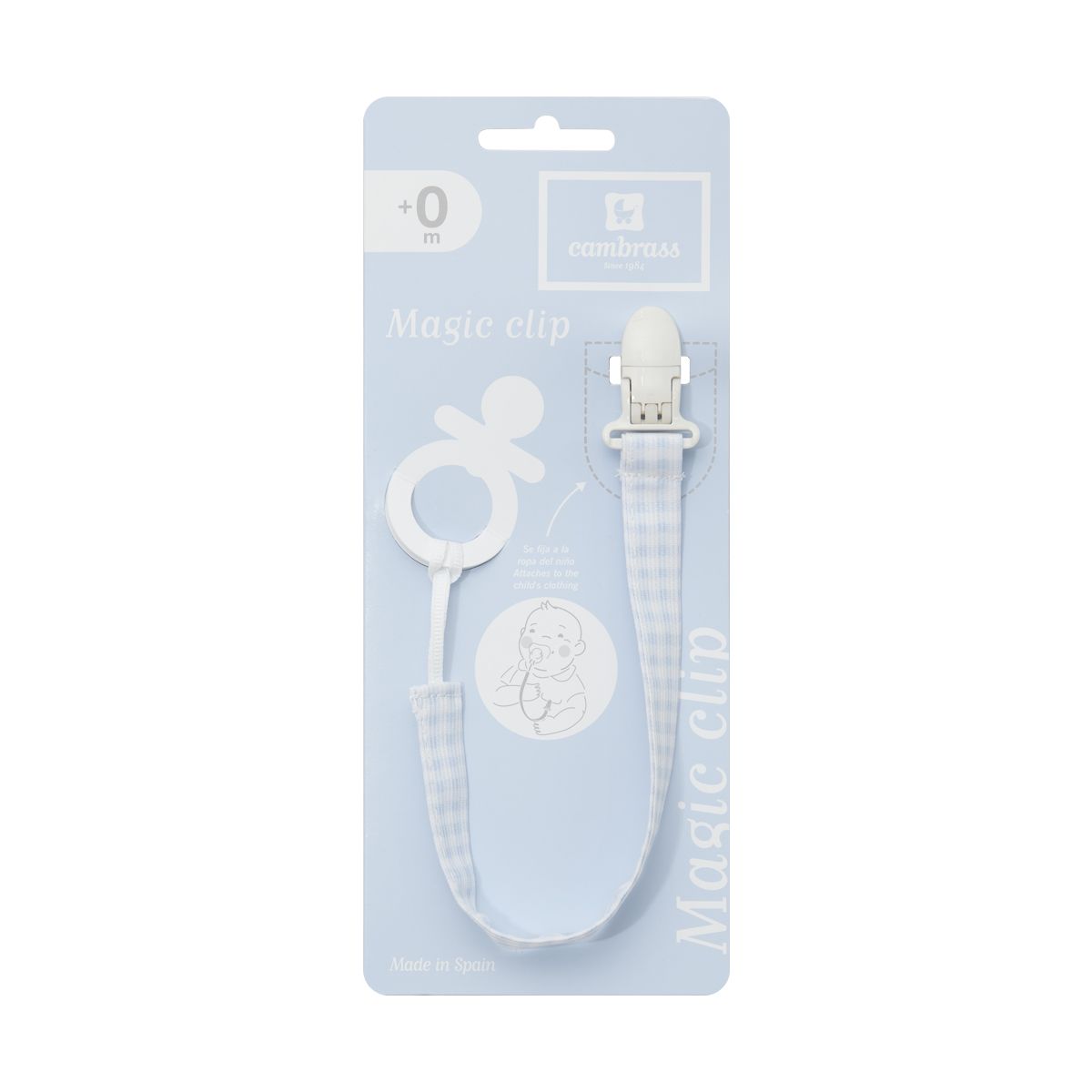 CAMBRASS Cadena Chupete bebe celeste 2x21.5 cm