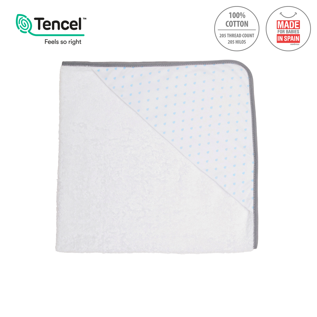 CAMBRASS Toalla con Capucha 80x80 cm be rain celeste