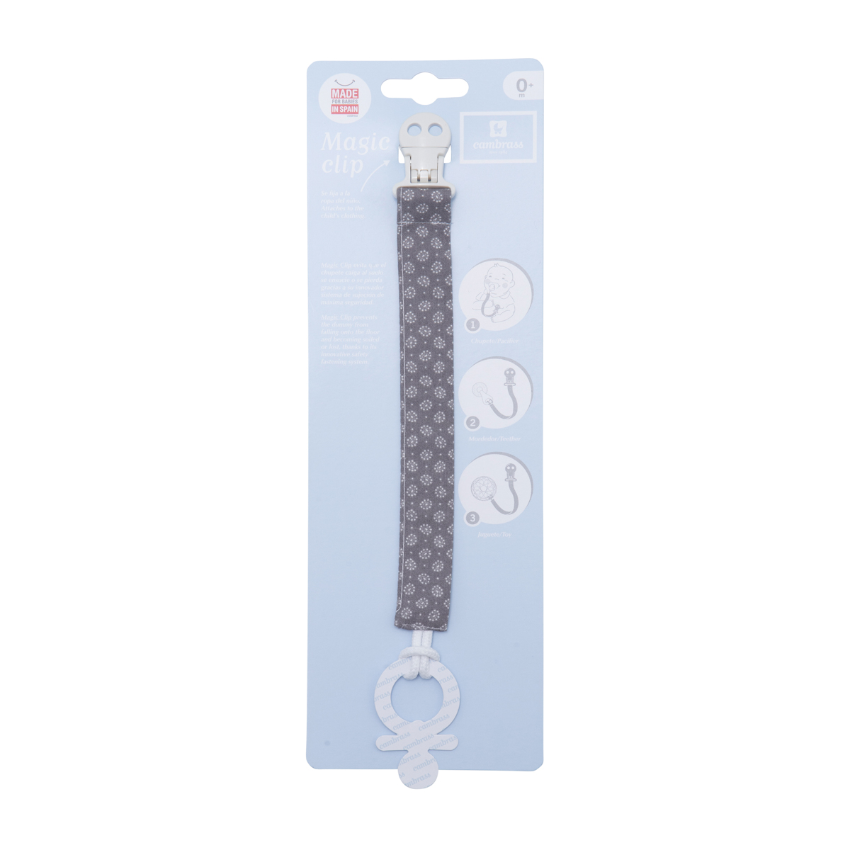 CAMBRASS Cadena Chupete Gris Flores