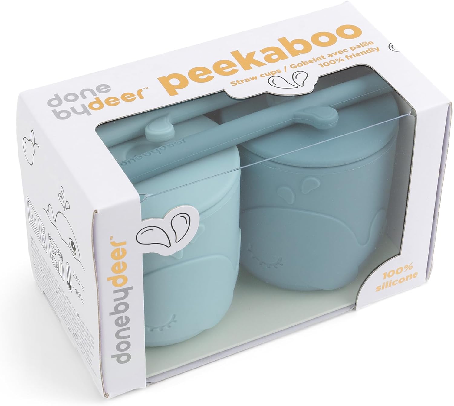 DoneByDeer Peekaboo Taza Sorbito 2-pack Wally Blue