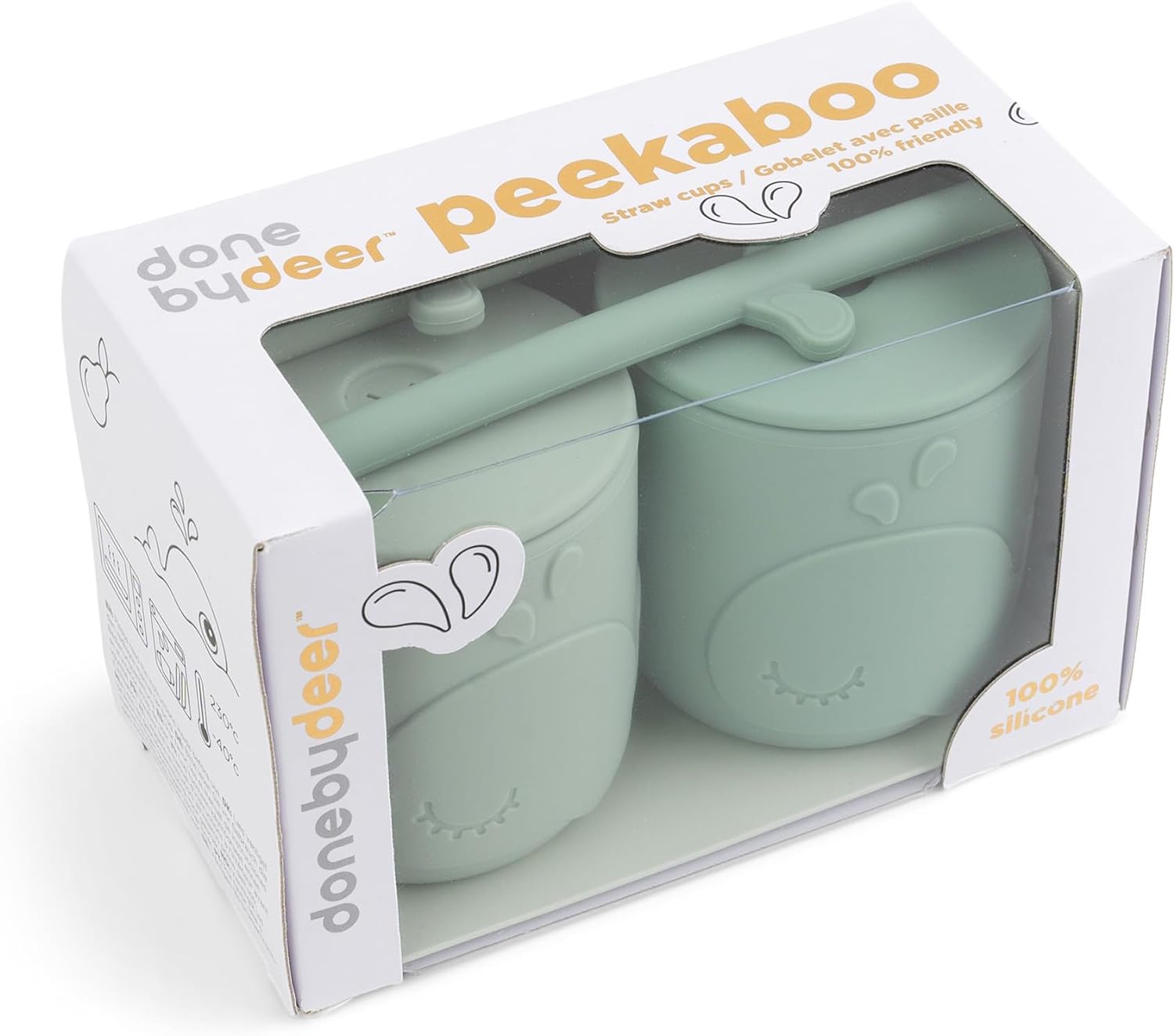 DoneByDeer Peekaboo Taza Sorbito 2-pack Wally Green