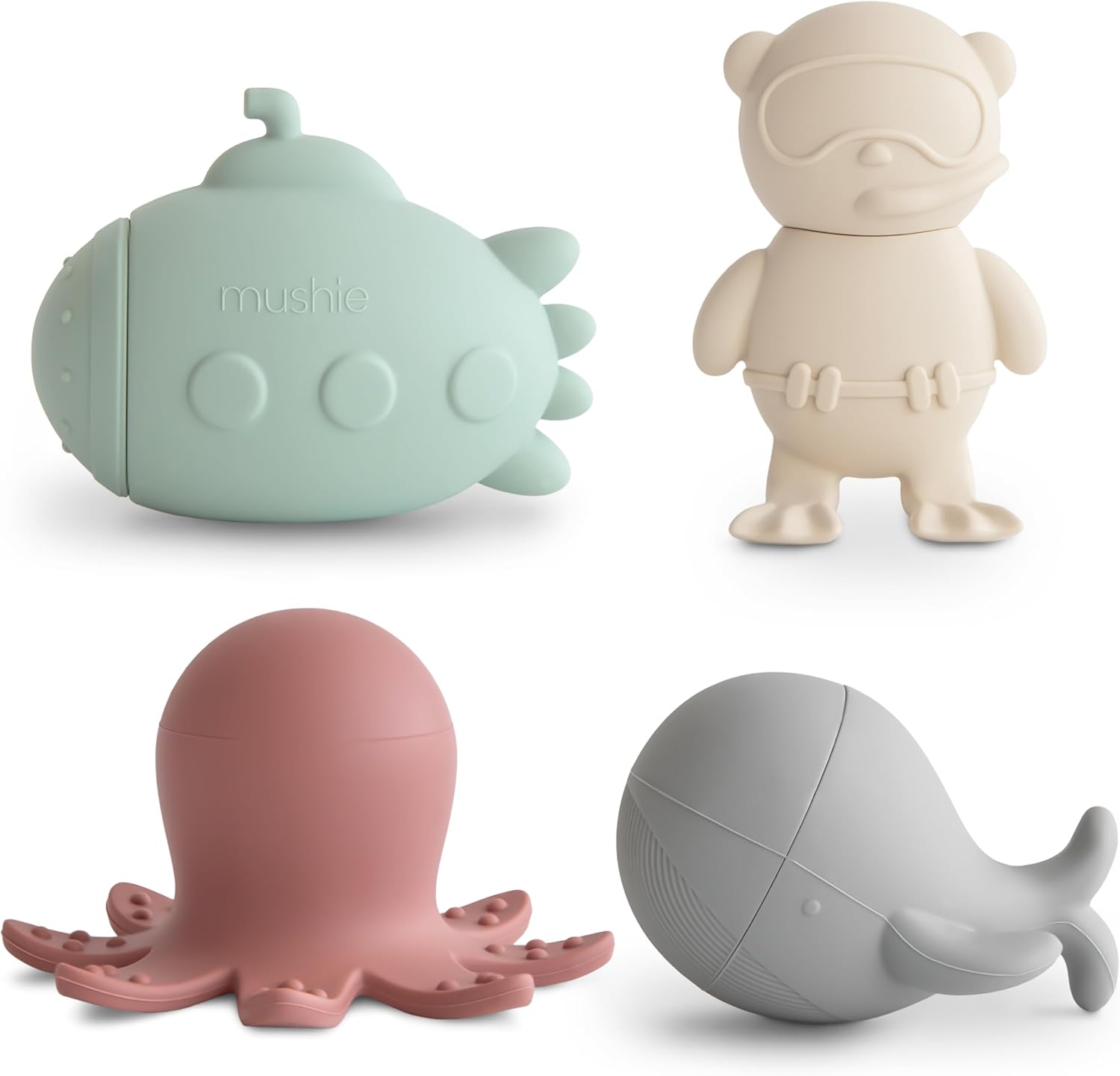 Mushie Jueguetes de Baño 4pzas Vida Marina Multi