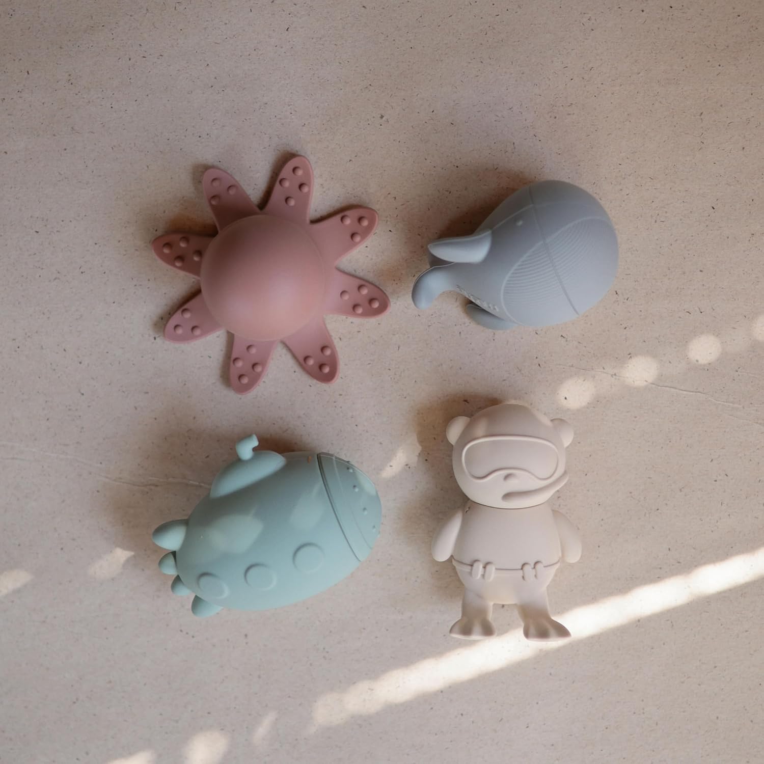 Mushie Jueguetes de Baño 4pzas Vida Marina Multi
