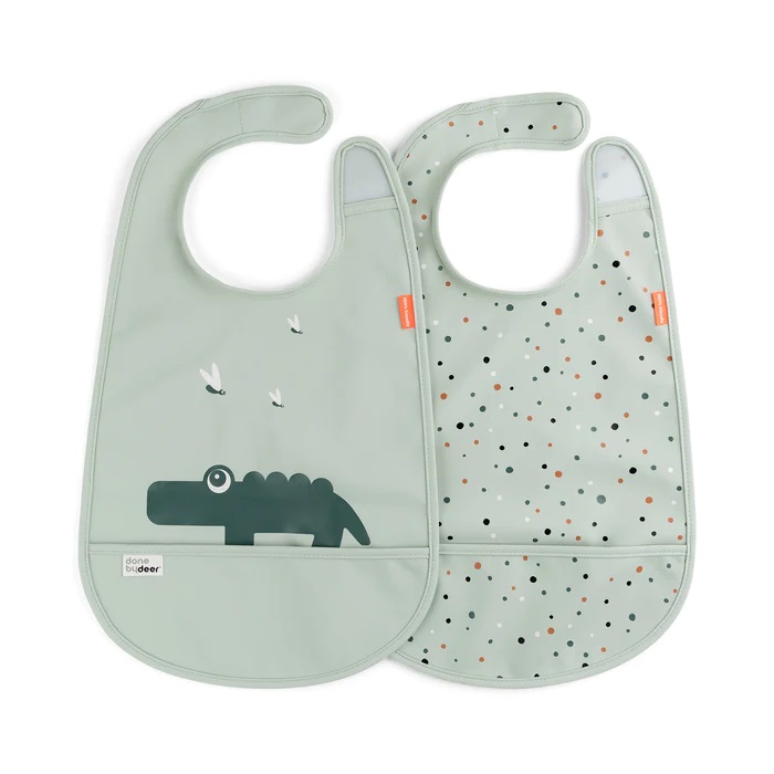 Done by Deer Bib w/velcro 2-pack Croco Green