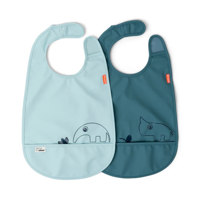 Done by deer Bib w/velcro 2-pack Deer friends Blue