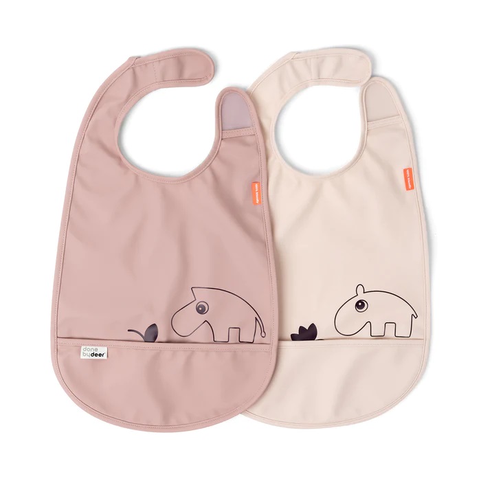 Done by deer Bib w/velcro 2-pack Deer friends Powder