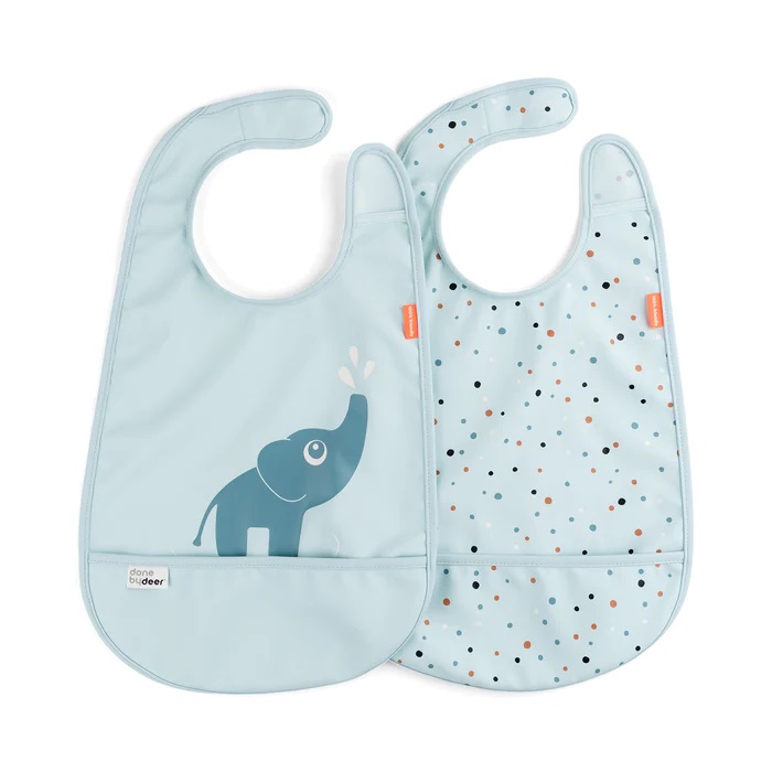 Done by Deer Bib w/velcro 2-pack Elphee Blue