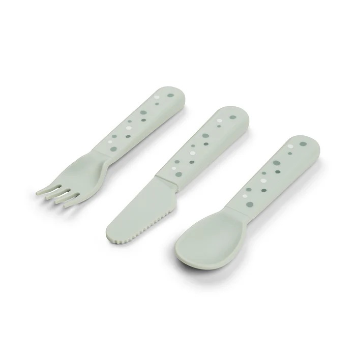 Done by deer Foodie cutlery set Happy dots Green