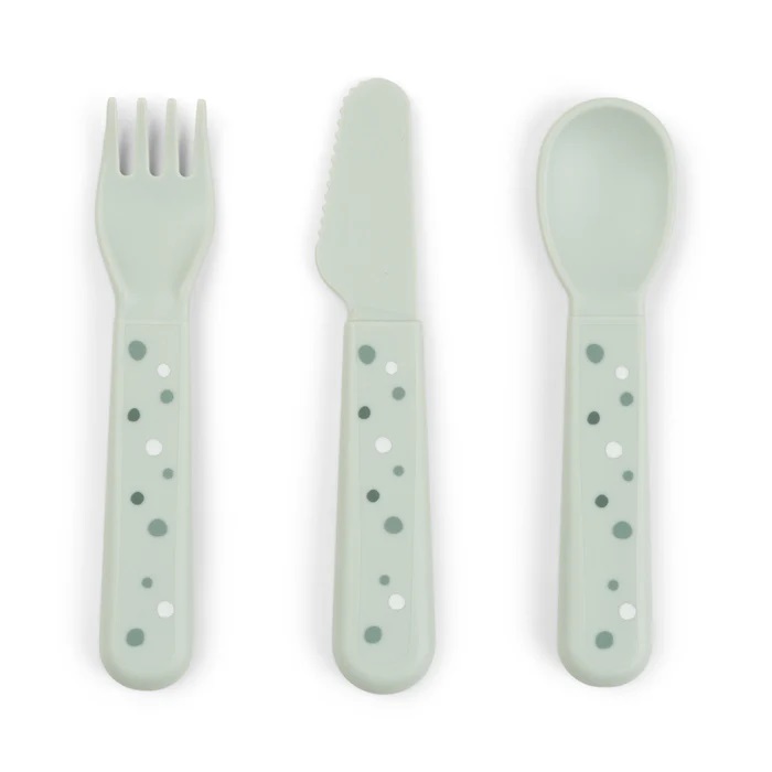 Done by deer Foodie cutlery set Happy dots Green