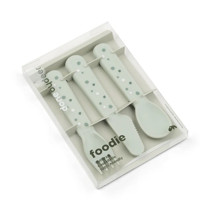 Done by deer Foodie cutlery set Happy dots Green