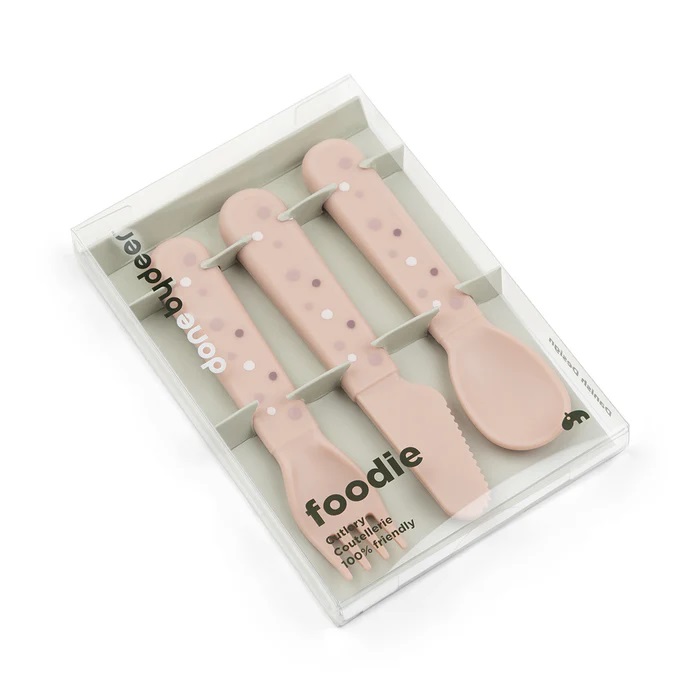 DoneByDeer Set Cubiertos Happy dots Rosa