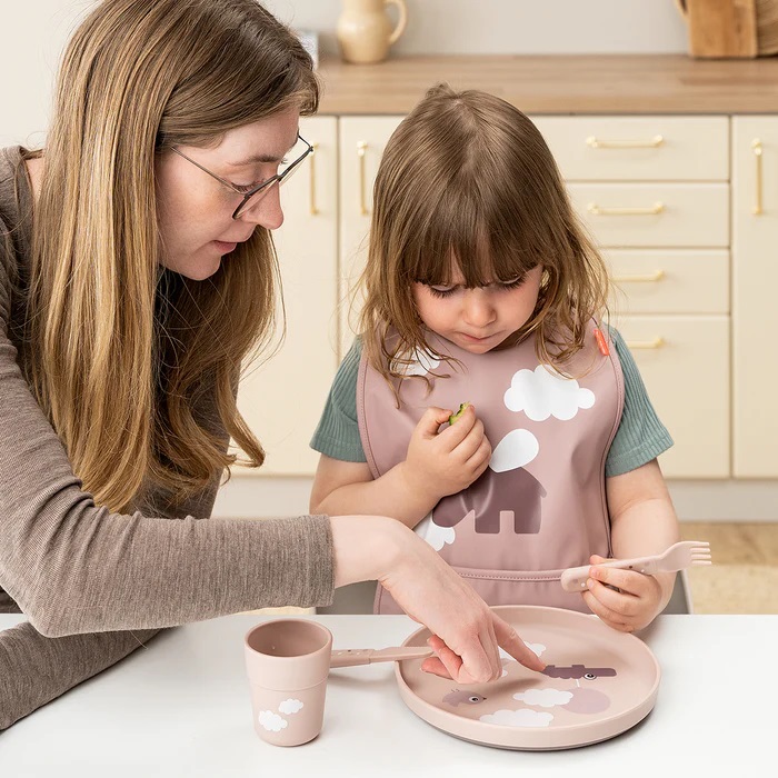 DoneByDeer Primer Set Alimentacion Ventosa Nubes Rosa