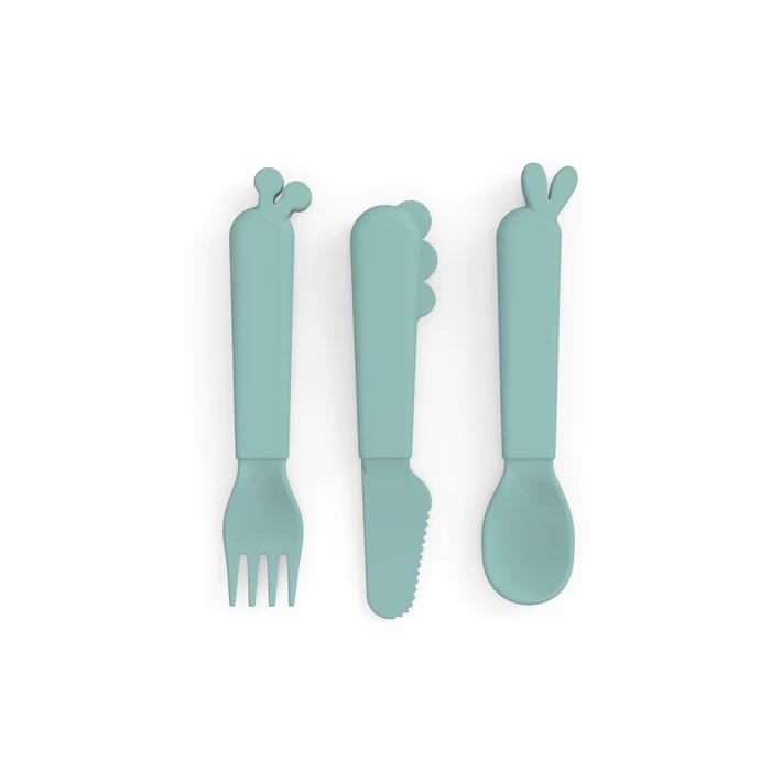 DONE BY DEER Kiddish cutlery set Deer friends Blue