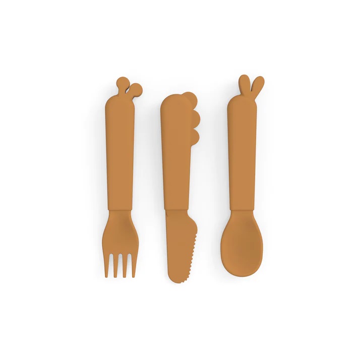 DONE BY DEER Kiddish cutlery set Deer friends Mustard