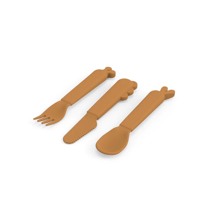 DONE BY DEER Kiddish cutlery set Deer friends Mustard