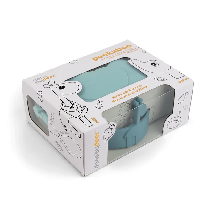 Done by Deer babero+ plato+ cubierto blue