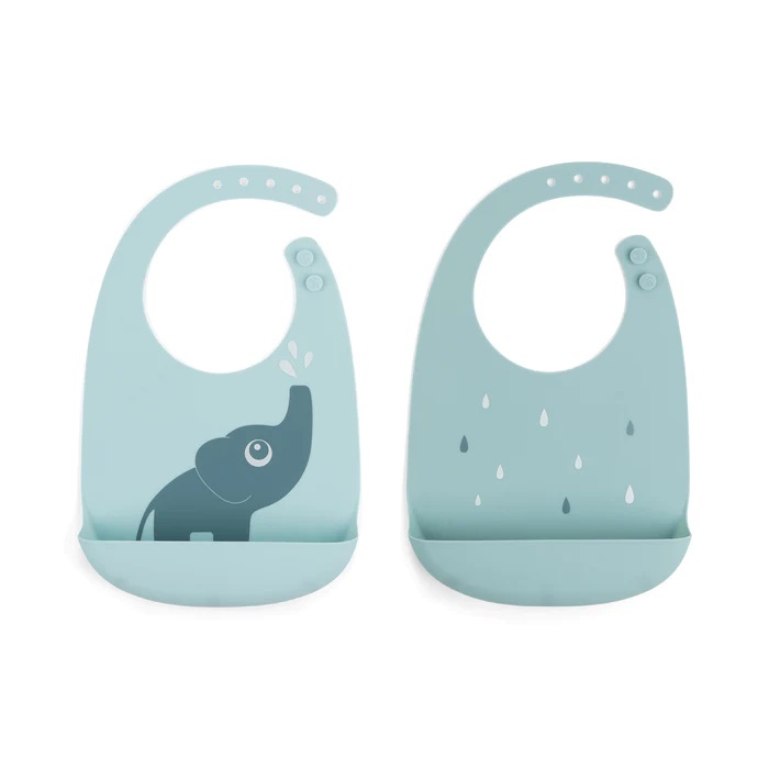 Done by Deer Silicone bib 2-pack Elphee Blue