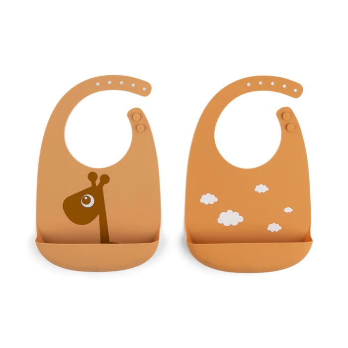 Done by Deer Silicone bib 2-pack Raffi Mustard