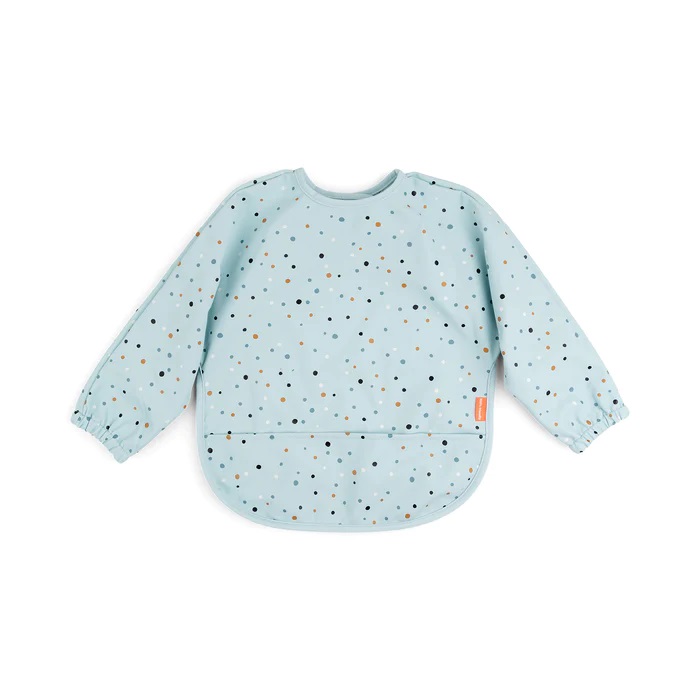 Done by Deer Sleeved pocket bib Happy dots Blue