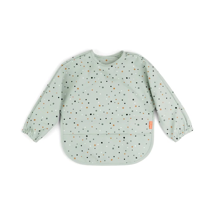 Done by Deer Sleeved pocket bib Happy dots Green