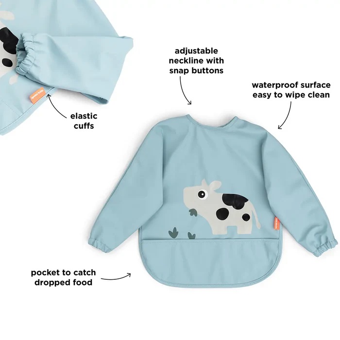 DoneByDeer Babero Mangas y Bolsillo Granja Azul