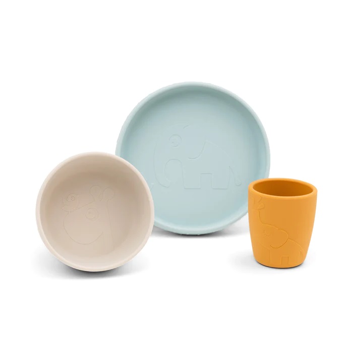 DoneByDeer Stick&Stay dinner set Deer friends Blue