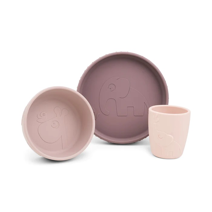 DoneByDeer Stick&Stay dinner set Deer friends Powder