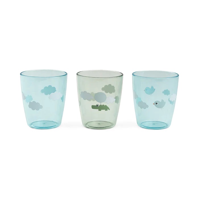 DoneByDeer Yummy mini glass 3 pcs Happy clouds Green