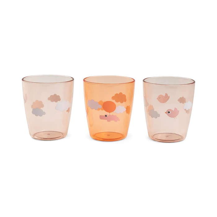 DoneByDeer Yummy mini glass 3 pcs Happy clouds Papaya