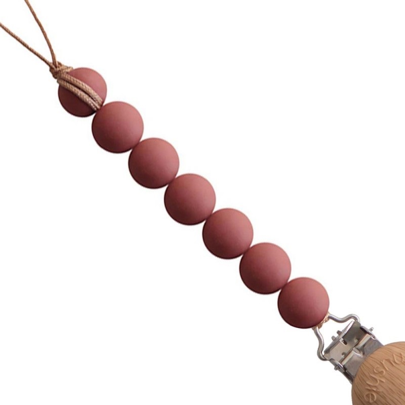 Mushie Cadena Chupete HALO REDWOOD