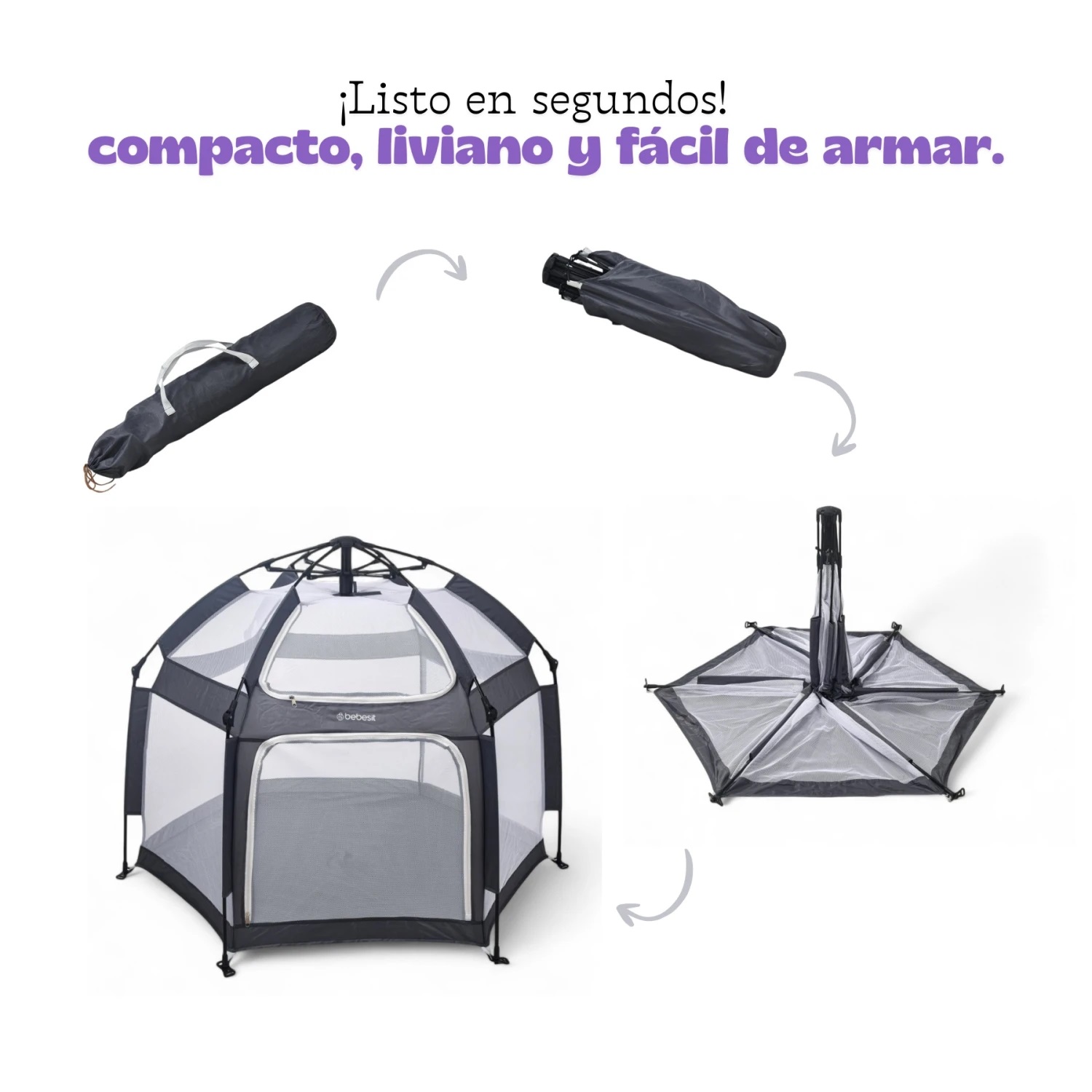 Bebesit Carpa Click Con Toldo y Sistema de Apertura y Cierre en Segundos