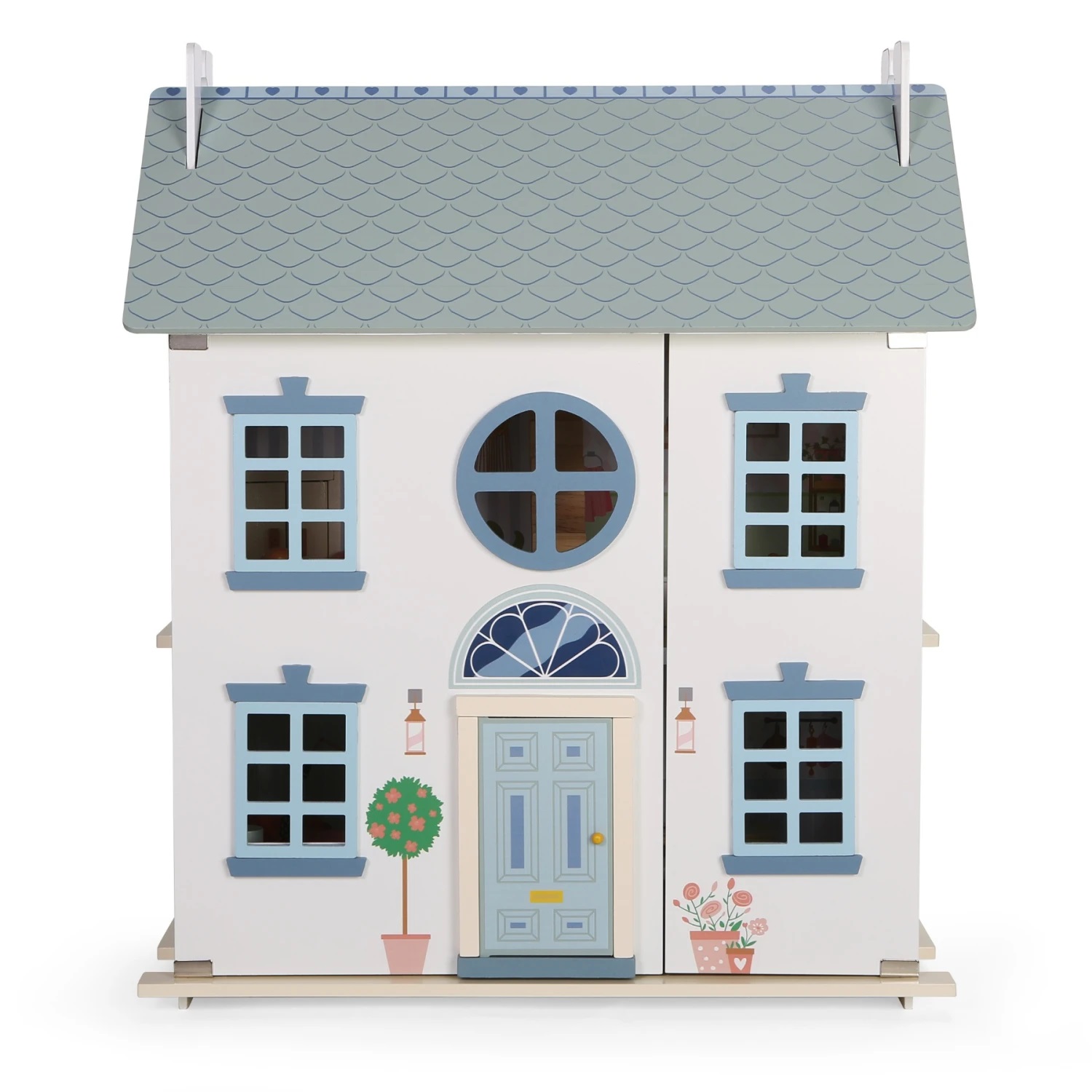 Edu Fun Casita de Muñecas de Madera – 3 pisos + accesorios Doll House