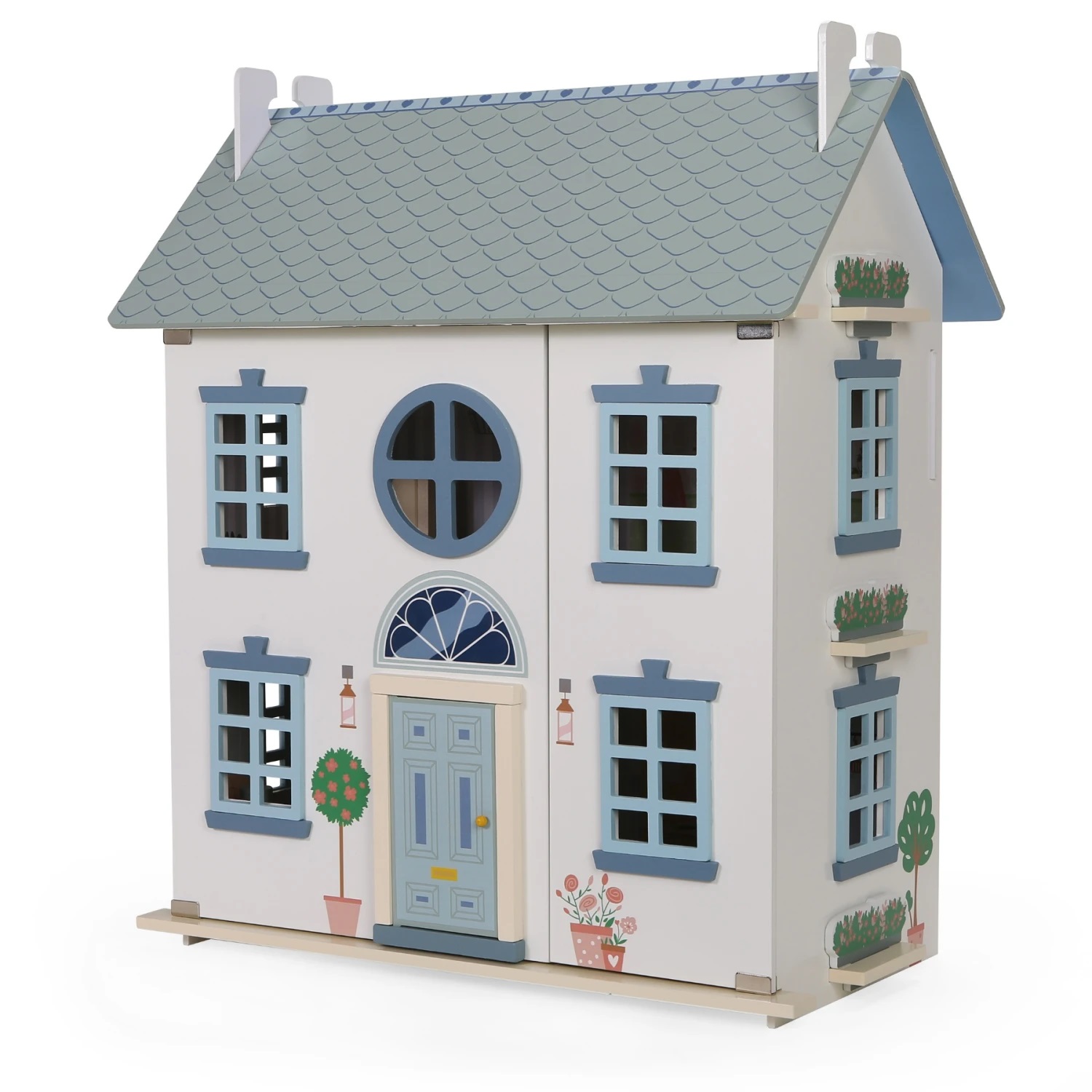 Edu Fun Casita de Muñecas de Madera – 3 pisos + accesorios Doll House