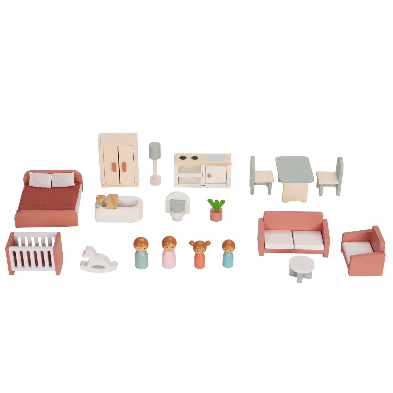 Edu Fun Casita de Muñecas de Madera – 3 pisos + accesorios Doll House