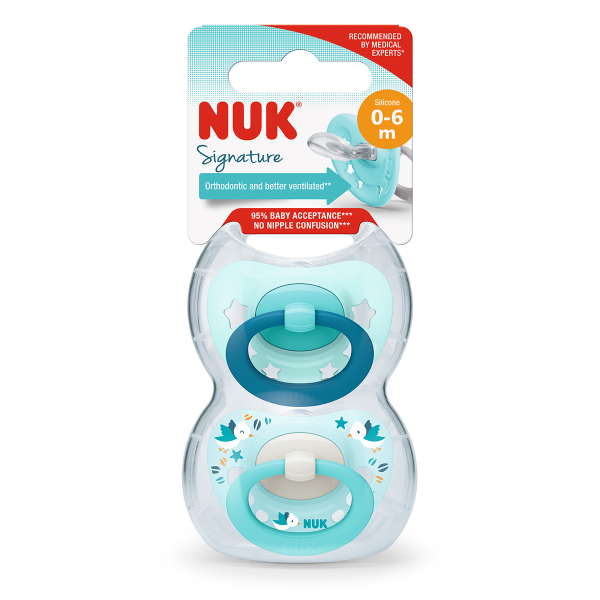 NUK Chupete Sig nature 0-6 meses caja de 2 verde 