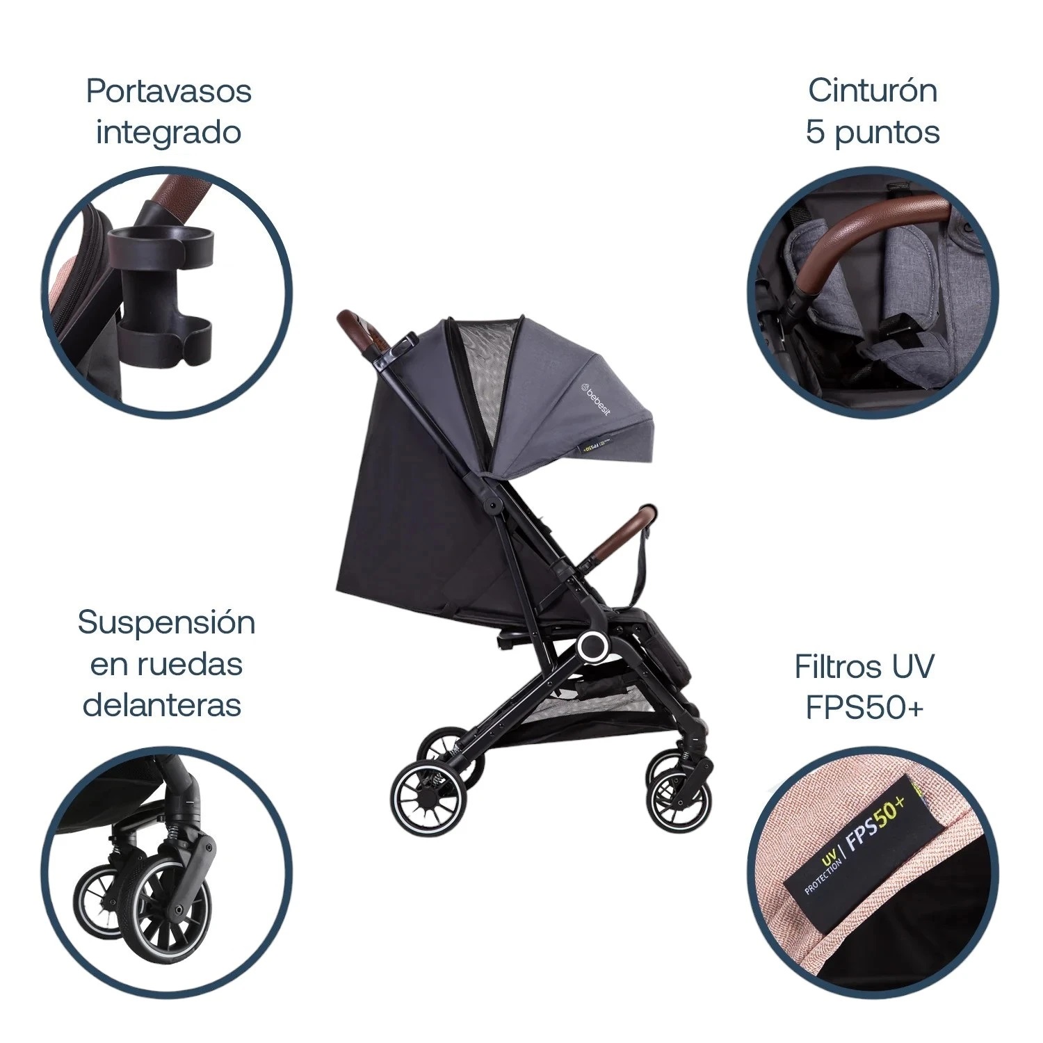 Bebesit Micro Coche Compacto de Viaje Gris