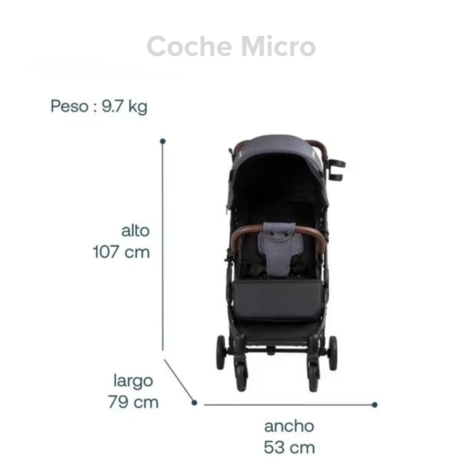 Bebesit Micro Coche Compacto de Viaje Gris
