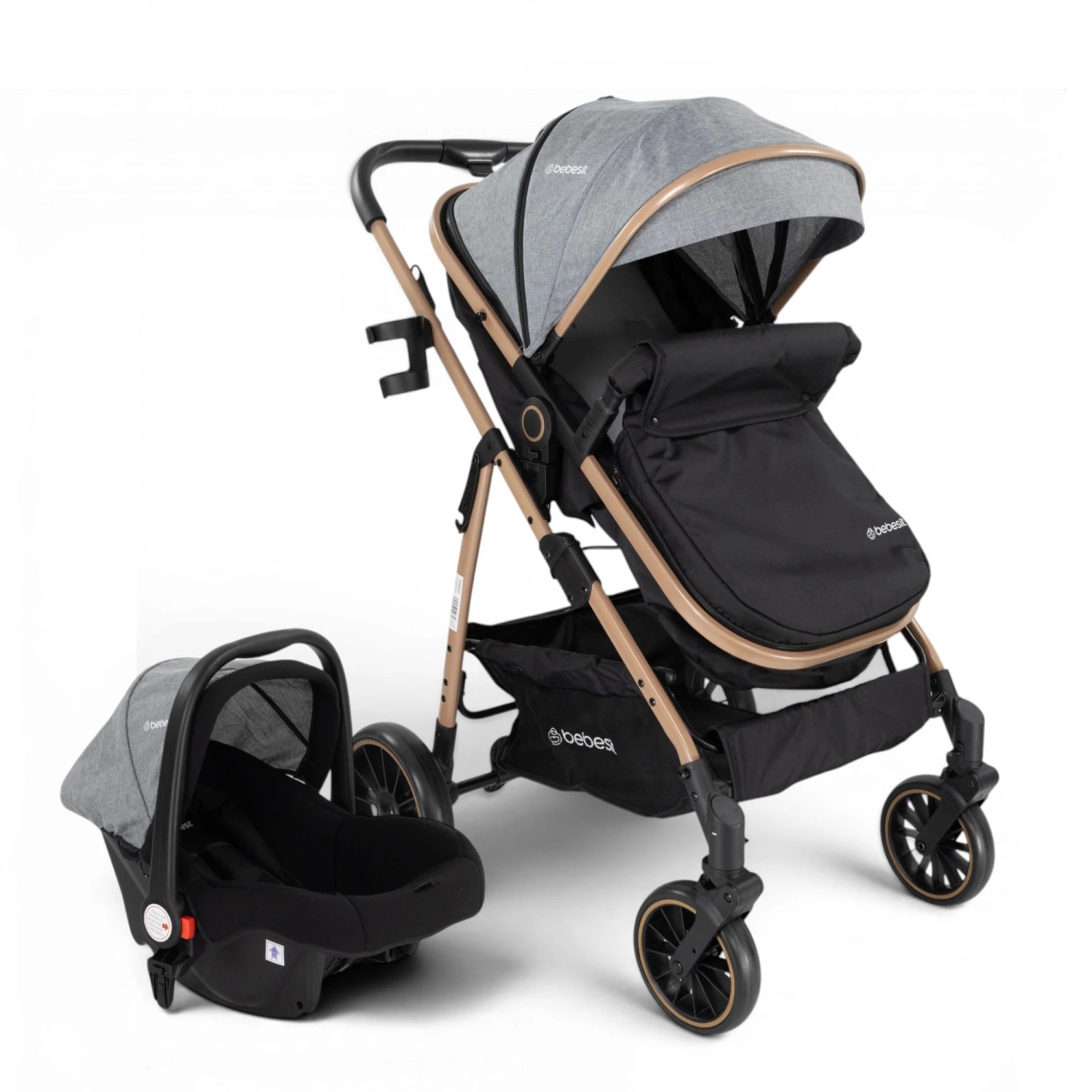 Coche Travel System Jumbo con Baby Silla Ruedas Todo Terreno
