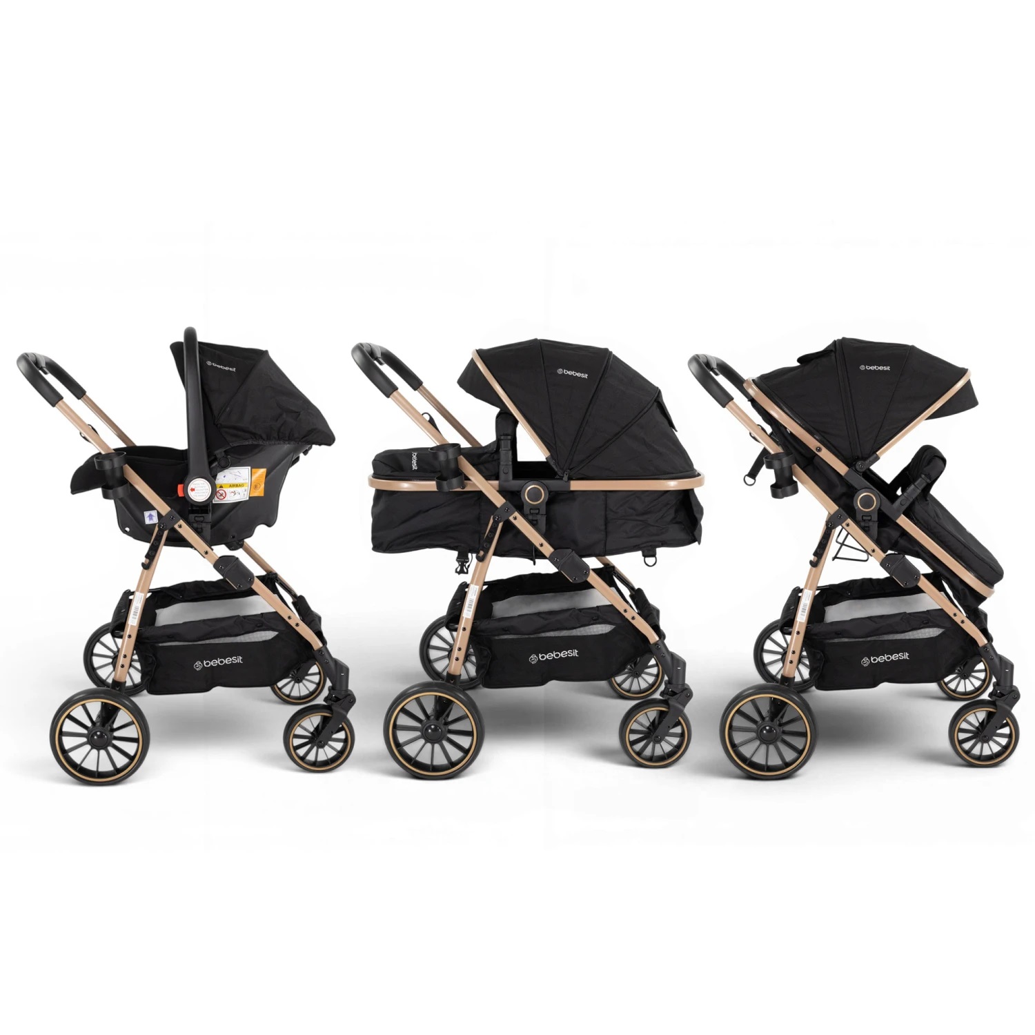 Coche Travel System Jumbo con Baby Silla Ruedas Todo Terreno