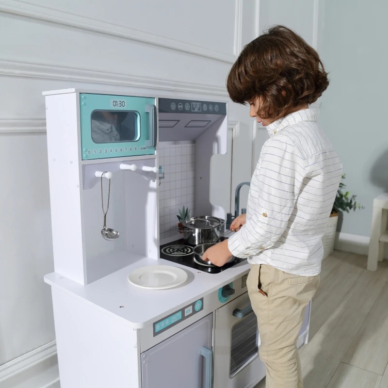 Edu fun Cocina Infantil de Madera Grande XXL – Con Horno, Micro y Heladera