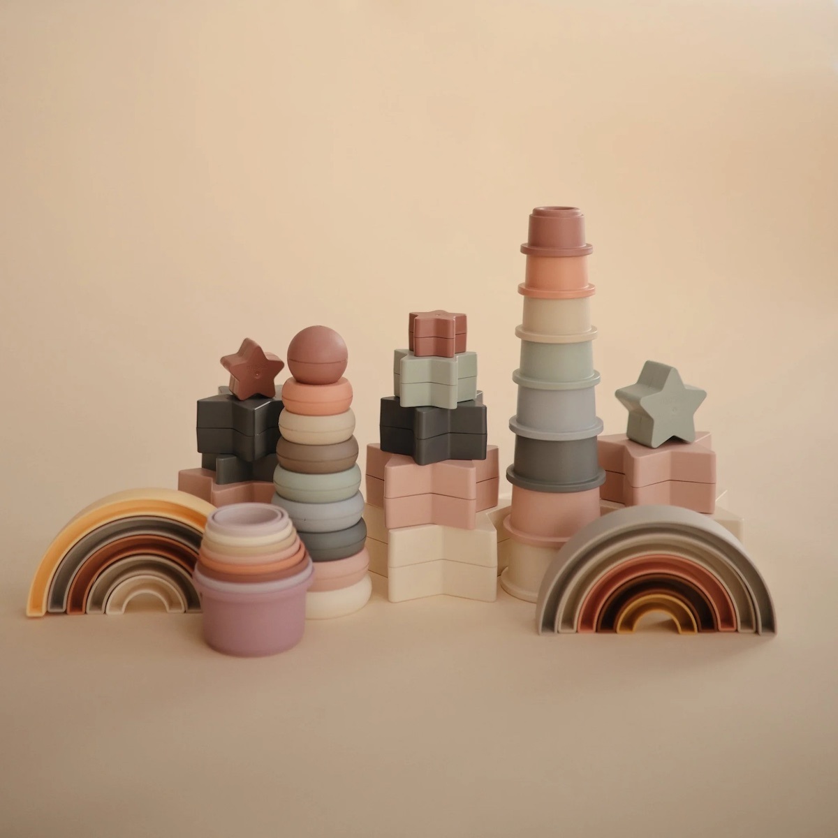 Mushie Cubos Apilables Solid Forest