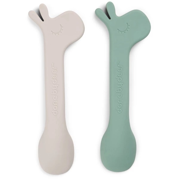 DoneByDeer Cuchara Silicona 2-pack Lalee Green