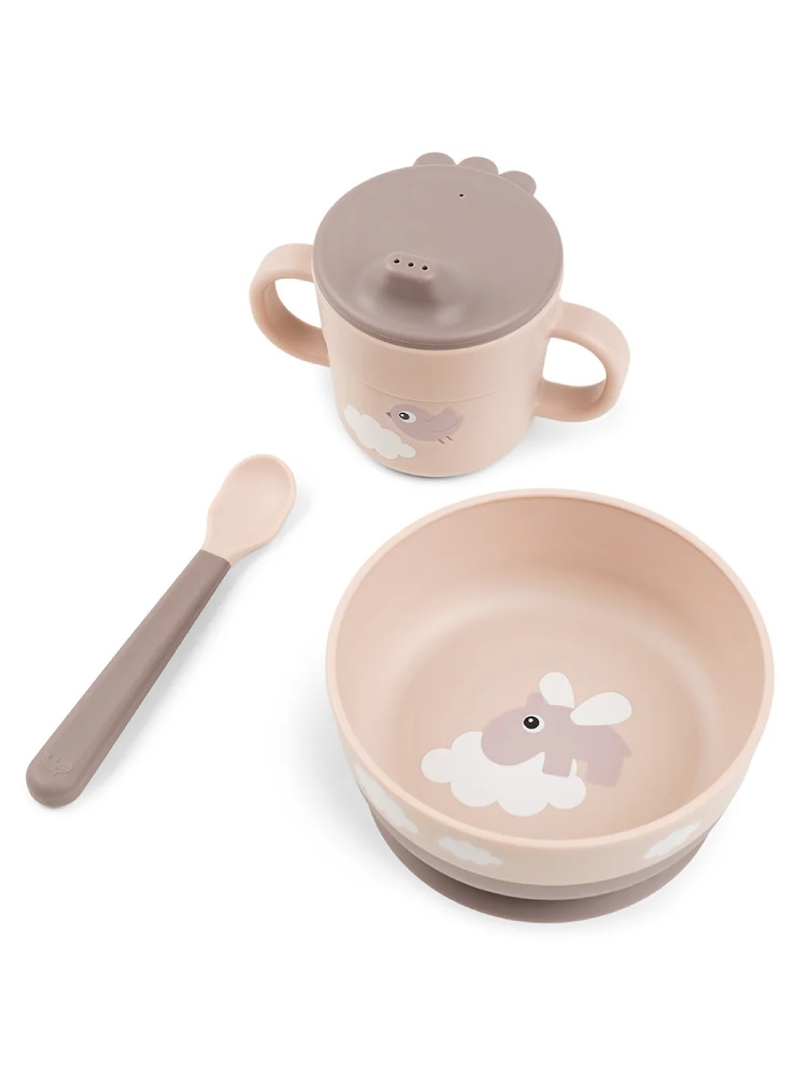 DoneByDeer Primer Set Alimentacion Ventosa Nubes Rosa