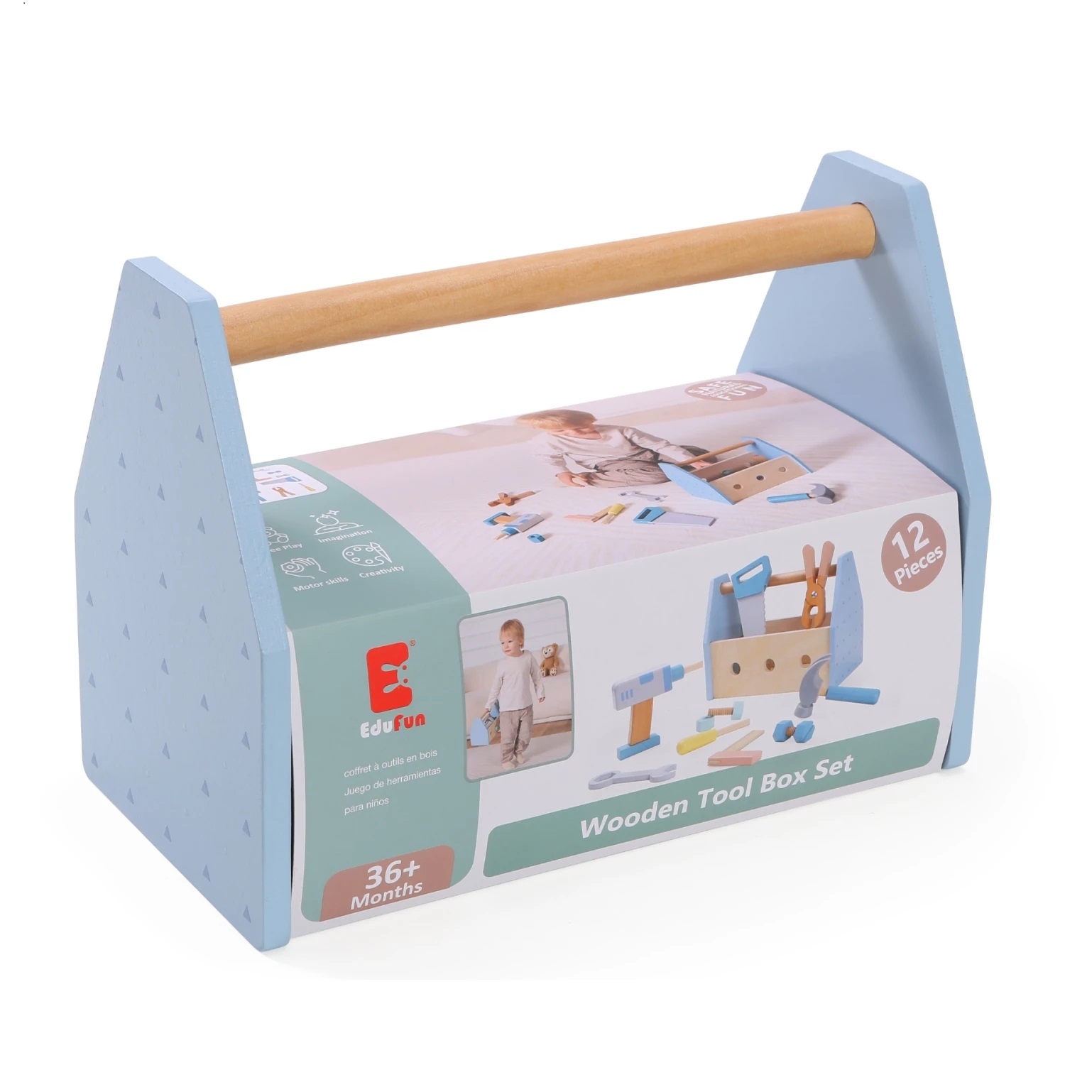 Edu Fun Set de Herramientas de Madera 12 Piezas